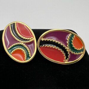 Colorful Vintage Oval Earrings